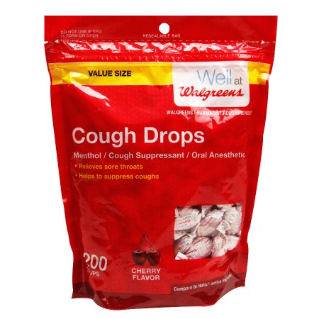 Walgreens Cough Drops Menthol Cough Suppresant Cherry Flavor