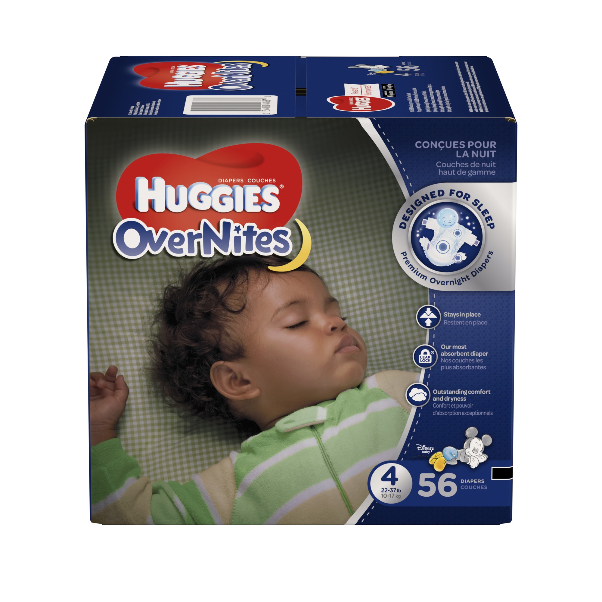 Huggies OverNites Diapers, Size 4, 56 Diapers