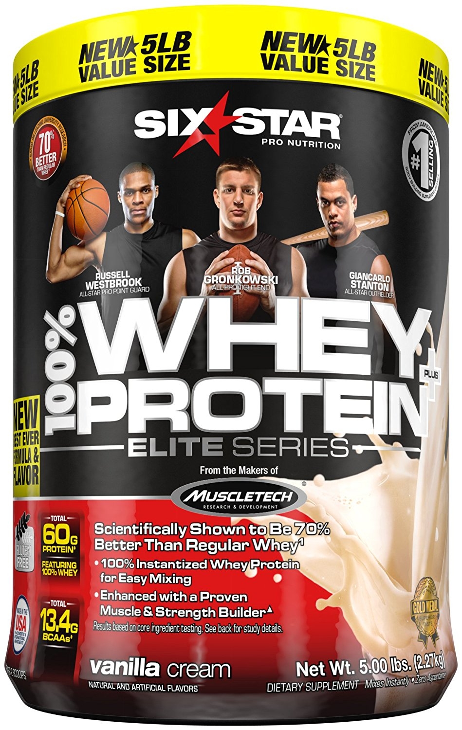 Six Star Elite Series 100 Whey Protein Powder Plus Muscle Builder 32g Ultra-Pure Whey Protein Powder Vanilla 5 Pound