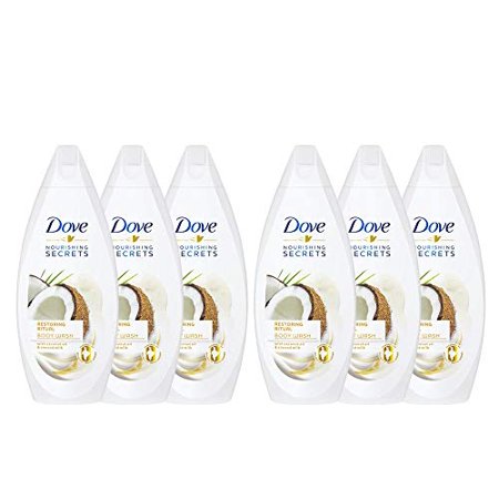 (6-Pack) Dove Restoring Ritual Body Wash Coconut Oil Almond Milk Shower Gel 16.9oz