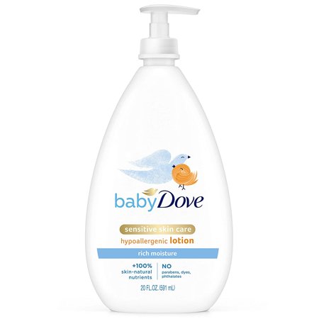 Baby Dove Sensitive Skin Care Body Lotion for Delicate Baby Skin Rich Moisture with 24-Hour Moisturizer  20 Fl Oz (Package May Vary)