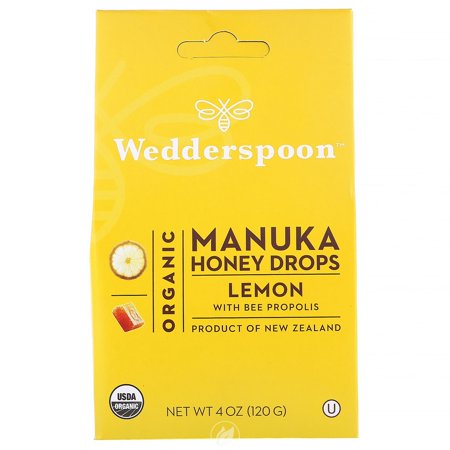(2 Pack) WEDDERSPOON Organic Manuka Honey Drops - Lemon 4 OUNCE