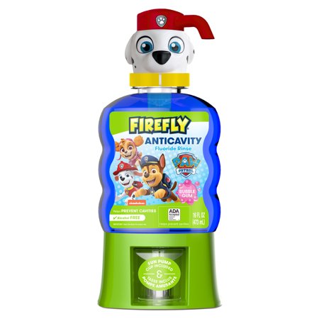 Firefly Kids Anticavity Fluoride Rinse  Paw Patrol  ADA Accepted  Bubble Gum Flavor  16 Oz  Ages 6+