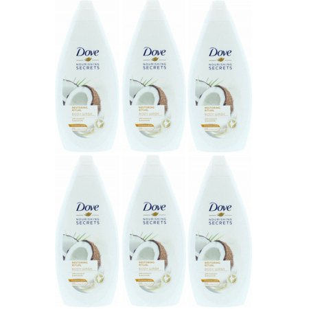 Dove Restoring Ritual Body Wash  Coconut Oil Almond Milk  16.9 Ounce / 500 Ml (Pack of 6) International Version