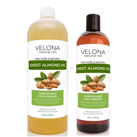 Velona USDA Certified Organic Sweet Almond Oil - 48 Oz | 100% Pure and Natural Carrier Oil | Refined  Cold Pressed | Skin  Hair  Body & Face Moisturiz