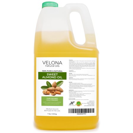 Velona USDA Certified Organic Sweet Almond Oil - 7 Lb | 100% Pure and Natural Carrier Oil | Refined  Cold Pressed | Skin  Hair  Body & Face Moisturizi
