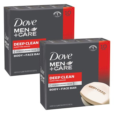 Dove Men+Care Body and Face Bar to Clean and Hydrate Skin Deep Clean Bodyand Facial Cleanser More Moisturizing Than Bar Soap 3.75 Oz 20 Bars