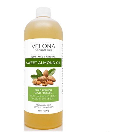 Velona USDA Certified Organic Sweet Almond Oil - 32 Oz | 100% Pure and Natural Carrier Oil | Refined  Cold Pressed | Skin  Hair  Body & Face Moisturiz