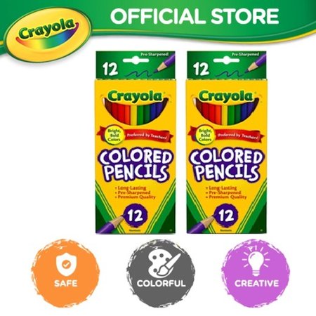 Crayola Colored Pencils  Pre-sharpened  12 Assorted Colors  Pack of 2