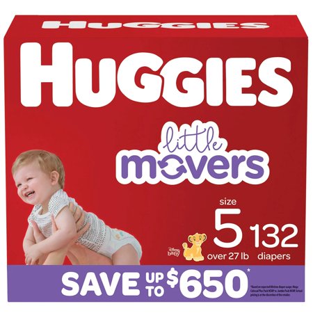 Huggies Little Movers Diapers  Size 5 - 27+ Pounds (132 Count)