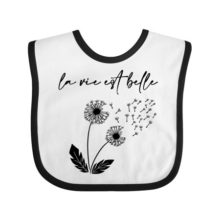 Inktastic La Vie Est Belle with Dandelion Gift Baby Boy or Baby Girl Bib