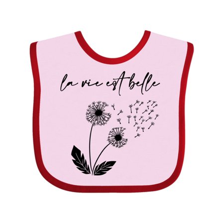 Inktastic La Vie Est Belle with Dandelion Gift Baby Boy or Baby Girl Bib