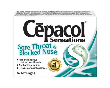 Cepacol Sensations Sore Throat And Blocked Nose 16 Lozenges