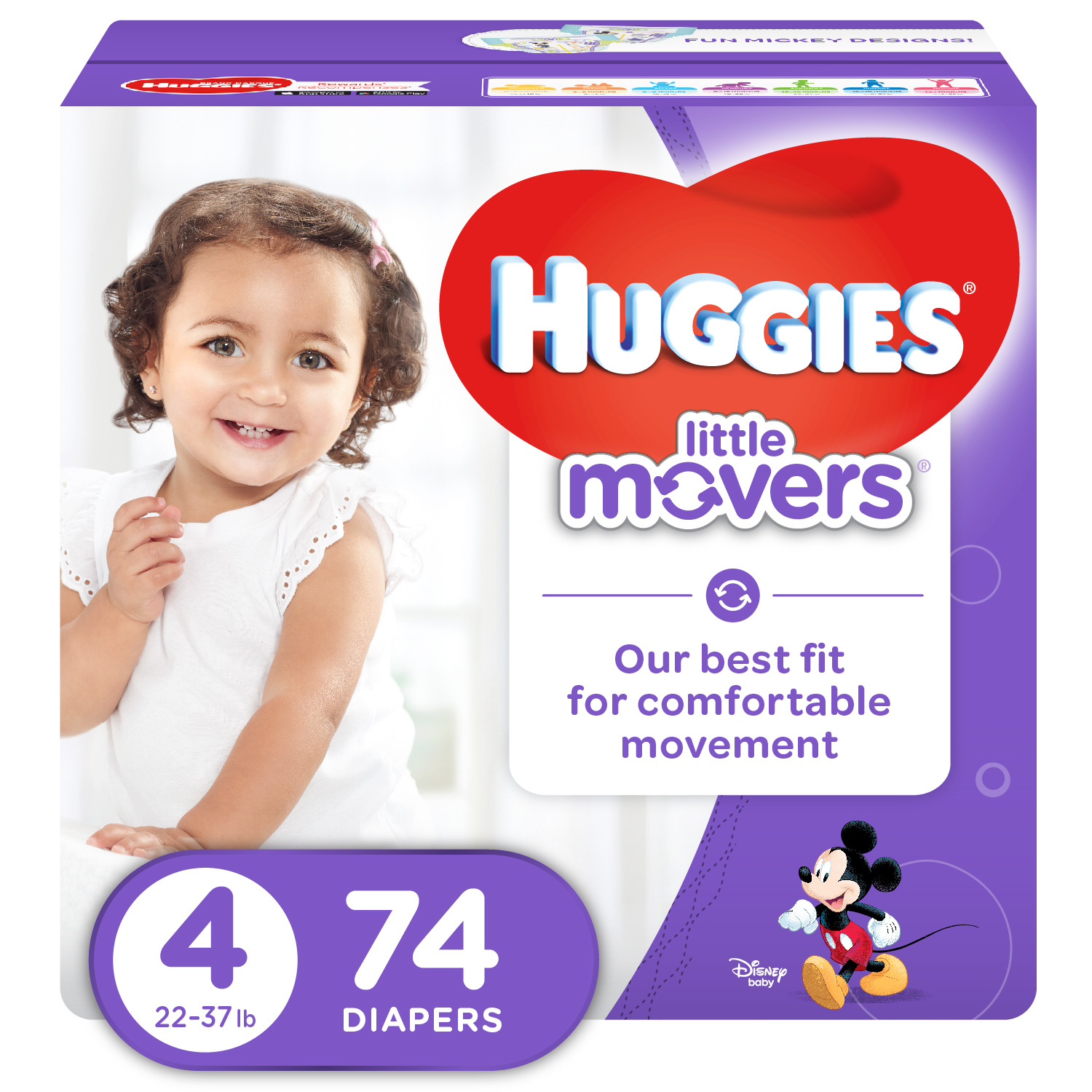 HUGGIES Little Movers Diapers, Size 4, 74 Ct