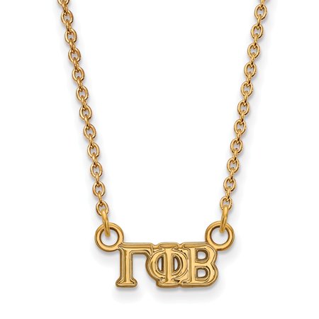 925 Sterling Silver Yellow Gold-Plated Official Gamma Phi Beta Extra Small Tiny Pend Pendant Necklace Charm Chain - with Secure Lobster Lock Clasp 18