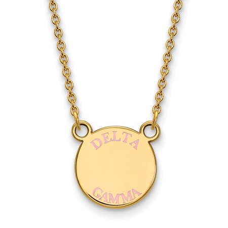 925 Sterling Silver Enamel Gold-Plated Official Delta Gamma Small Enl Pend Pendant Necklace Charm Chain - with Secure Lobster Lock Clasp 18