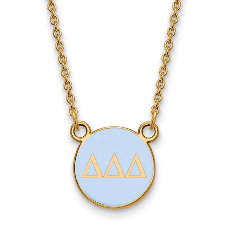 925 Sterling Silver Enamel Gold-Plated Official Delta Delta Delta Small Enl Pend Pendant Necklace Charm Chain - with Secure Lobster Lock Clasp 18  (Wi