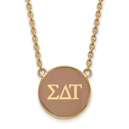 925 Sterling Silver Enamel Gold-Plated Official Sigma Delta Tau Large Enl Pend Pendant Necklace Charm Chain - with Secure Lobster Lock Clasp 18  (Widt