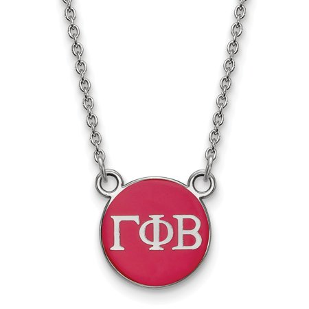 Solid 925 Sterling Silver Official Enamel Gamma Phi Beta Small Enl Pend Pendant Necklace Charm Chain - with Secure Lobster Lock Clasp 18