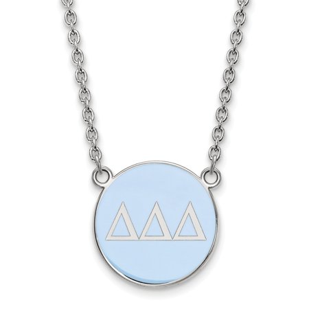 Solid 925 Sterling Silver Official Enamel Delta Delta Delta Large Enl Pend Pendant Necklace Charm Chain - with Secure Lobster Lock Clasp 18  (Width = 