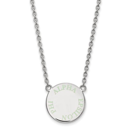 Sterling S. Rh-p LogoArt Alpha Epsilon Phi Small Enl Pend with Necklace; 18 Inch; for Adults and Teens; for Women and Men