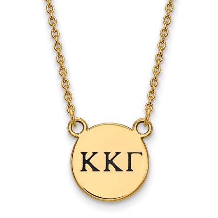 925 Sterling Silver Enamel Gold-Plated Official Kappa Kappa Gamma Small Enl Pend Pendant Necklace Charm Chain - with Secure Lobster Lock Clasp 18