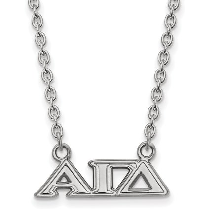 Solid 925 Sterling Silver Official Alpha Gamma Delta Medium Pend Pendant Necklace Charm Chain - with Secure Lobster Lock Clasp 18