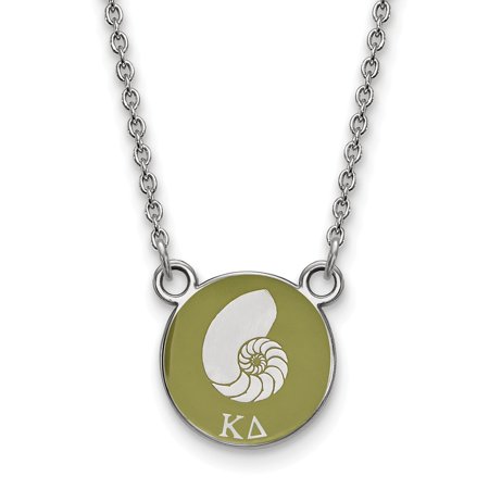 925 Sterling Silver Rh-plated LogoArt Kappa Delta Sm Enl Pend with Necklace; 18 Inch; for Adults and Teens; for Women and Men
