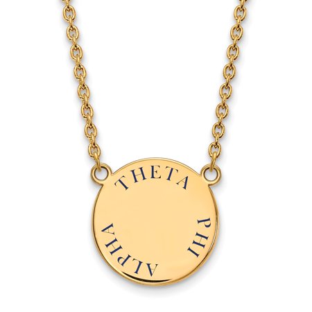 925 Sterling Silver Enamel Gold-Plated Official Theta Phi Alpha Large Enl Pend Pendant Necklace Charm Chain - with Secure Lobster Lock Clasp 18  (Widt
