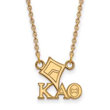 925 Sterling Silver Yellow Gold-Plated Official Kappa Alpha Theta Extra Small Tiny Pend Pendant Necklace Charm Chain - with Secure Lobster Lock Clasp 