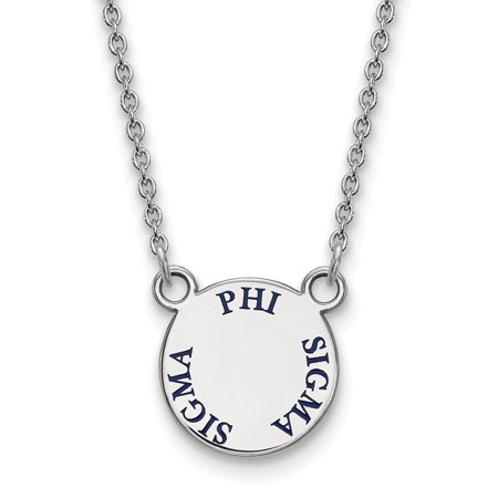 925 Sterling Silver Rh-plated LogoArt Phi Sigma Sigma Sm Enl Pend with Necklace; for Adults and Teens; for Women and Men