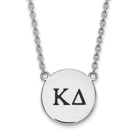 925 Sterling Silver Rh-plated LogoArt Kappa Delta Large Enl Pend with Necklace; for Adults and Teens; for Women and Men