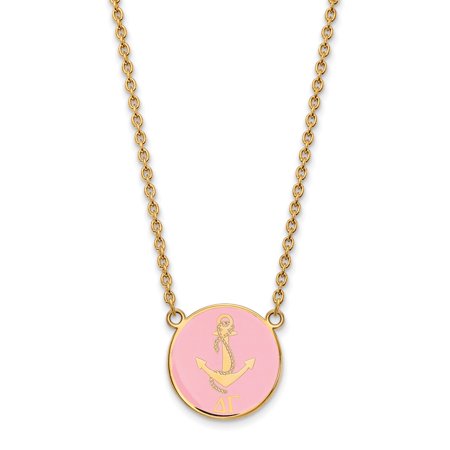 925 Sterling Silver Enamel Gold-Plated Official Delta Gamma Large Enl Pend Pendant Necklace Charm Chain - with Secure Lobster Lock Clasp 18
