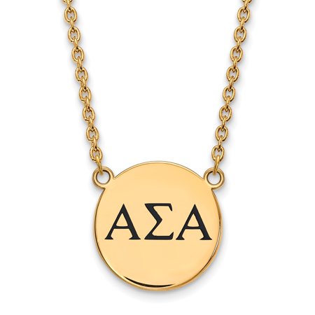 925 Sterling Silver Enamel Gold-Plated Official Alpha Sigma Alpha Large Enl Pend Pendant Necklace Charm Chain - with Secure Lobster Lock Clasp 18  (Wi