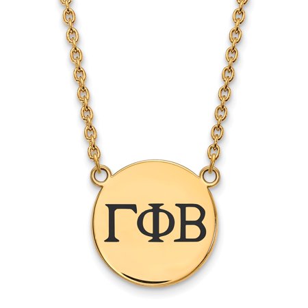 925 Sterling Silver Enamel Gold-Plated Official Gamma Phi Beta Large Enl Pend Pendant Necklace Charm Chain - with Secure Lobster Lock Clasp 18