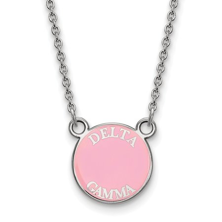 925 Sterling Silver Rh-plated LogoArt Delta Gamma Sm Enl Pend with Necklace; 18 Inch; for Adults and Teens; for Women and Men