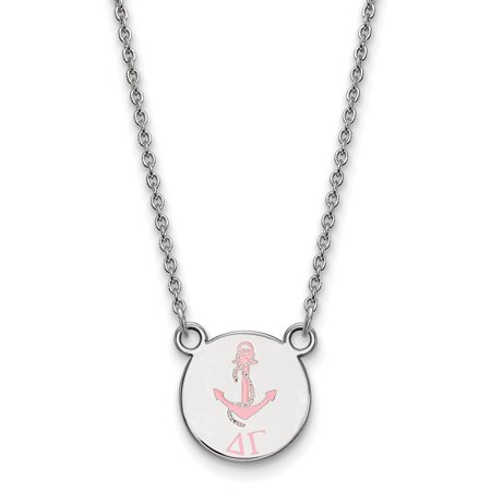 925 Sterling Silver Rh-plated LogoArt Delta Gamma Sm Enl Pend with Necklace; 18 Inch; for Adults and Teens; for Women and Men