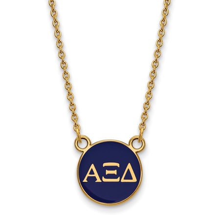 925 Sterling Silver Enamel Gold-Plated Official Alpha Xi Delta Small Enl Pend Pendant Necklace Charm Chain - with Secure Lobster Lock Clasp 18  (Width