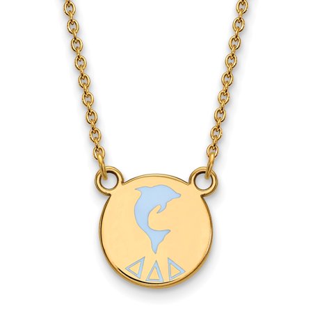 925 Sterling Silver Enamel Gold-Plated Official Delta Delta Delta Small Enl Pend Pendant Necklace Charm Chain - with Secure Lobster Lock Clasp 18  (Wi