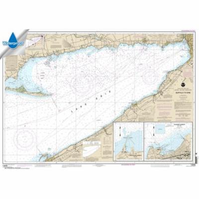 WATERPROOF NOAA Chart 14838: Buffalo to Erie; Dunkirk; Barcelone Harbor