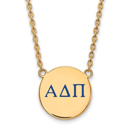 925 Sterling Silver Enamel Gold-Plated Official Alpha Delta Pi Large Enl Pend Pendant Necklace Charm Chain - with Secure Lobster Lock Clasp 18