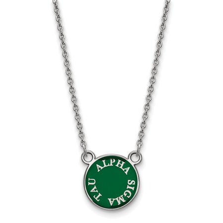 925 Sterling Silver Rh-plated LogoArt Alpha Sigma Tau XS Enl Pend with Necklace; for Adults and Teens; for Women and Men