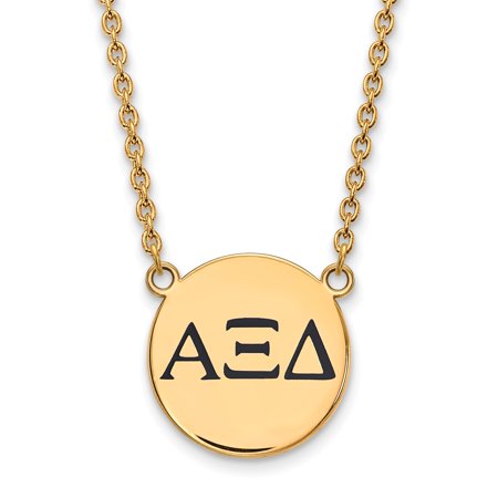 925 Sterling Silver Enamel Gold-Plated Official Alpha Xi Delta Large Enl Pend Pendant Necklace Charm Chain - with Secure Lobster Lock Clasp 18  (Width