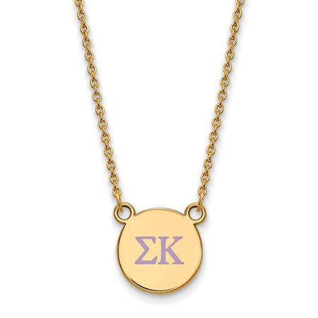 925 Sterling Silver Enamel Gold-Plated Official Sigma Kappa Small Enl Pend Pendant Necklace Charm Chain - with Secure Lobster Lock Clasp 18  (Width = 