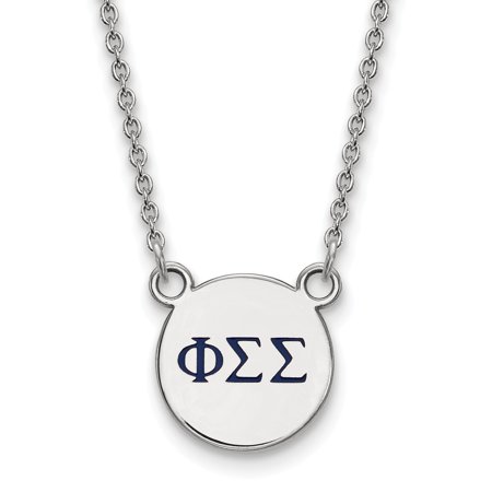 Solid 925 Sterling Silver Official Enamel Phi Sigma Sigma Small Enl Pend Pendant Necklace Charm Chain - with Secure Lobster Lock Clasp 18  (Width = 12