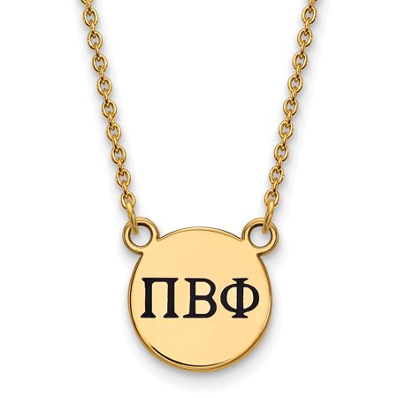 925 Sterling Silver Enamel Gold-Plated Official Pi Beta Phi Small Enl Pend Pendant Necklace Charm Chain - with Secure Lobster Lock Clasp 18  (Width = 