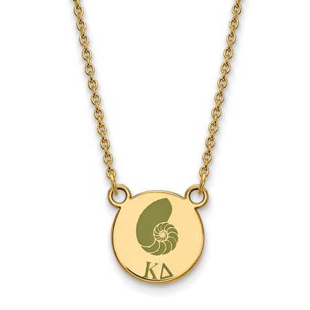 925 Sterling Silver Enamel Gold-Plated Official Kappa Delta Small Enl Pend Pendant Necklace Charm Chain - with Secure Lobster Lock Clasp 18  (Width = 