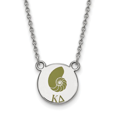 Solid 925 Sterling Silver Official Enamel Kappa Delta Small Enl Pend Pendant Necklace Charm Chain - with Secure Lobster Lock Clasp 18  (Width = 12mm )