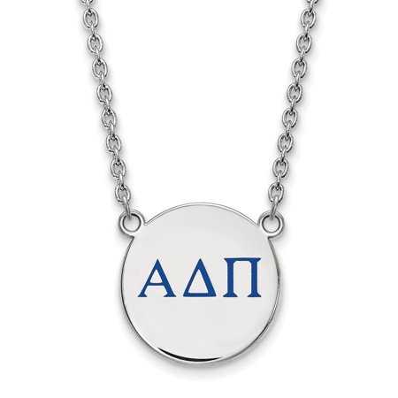 Solid 925 Sterling Silver Official Enamel Alpha Delta Pi Small Enl Pend Pendant Necklace Charm Chain - with Secure Lobster Lock Clasp 18