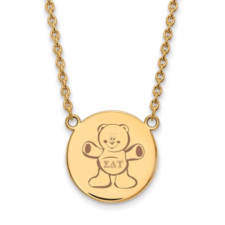 925 Sterling Silver Enamel Gold-Plated Official Sigma Delta Tau Large Enl Pend Pendant Necklace Charm Chain - with Secure Lobster Lock Clasp 18  (Widt